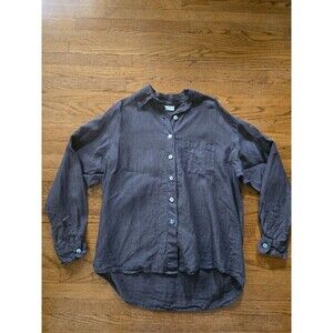 Bryn Walker Gray Linen Button Down Long-sleeved Shirt Oversized Size Medium